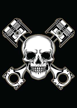 Skull crossed piston