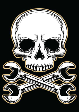 skull crossed wrench