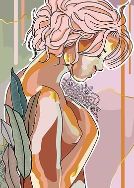 Beautiful woman paint art