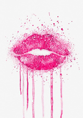 Pink lips watercolor