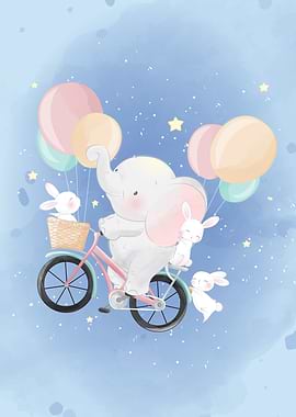 Cute Elephant and Bunny