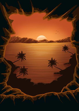 Sunset From The Cave