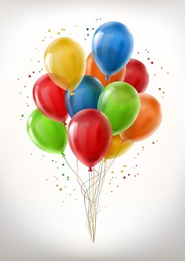 flying glossy balloons