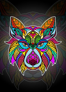 zentangel wolf ilustration