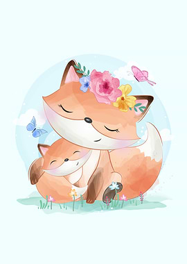 Cute Foxy With Flower