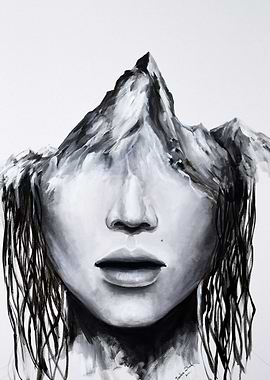 Abstract mountain face art