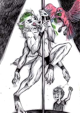 Six armed poledancer