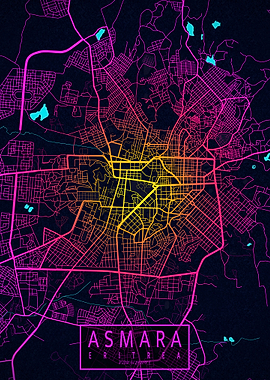 Asmara City Map Neon