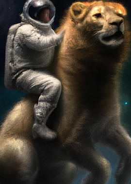 Astronaut and lion