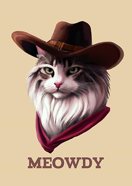 Meowdy Cat Cowboy Cute Pun