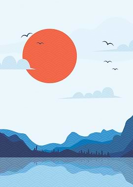 Sun Rising Over The Lake