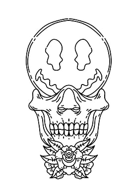 smile skull flower