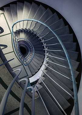 Blue oval staircase