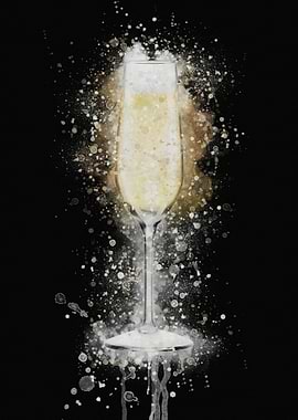 Champagne glass watercolor