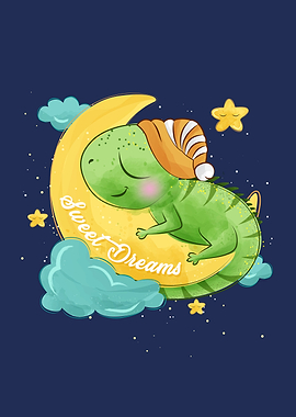 Cute Chameleon Sleeping