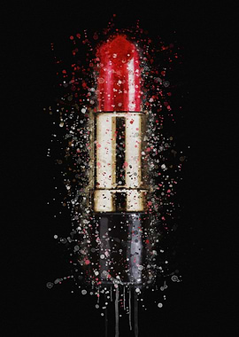 Red lipstick watercolor