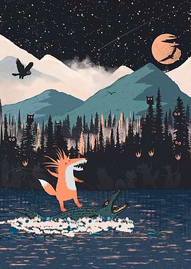 Fox Punk and Orange Moon