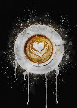 Coffee heart watercolor