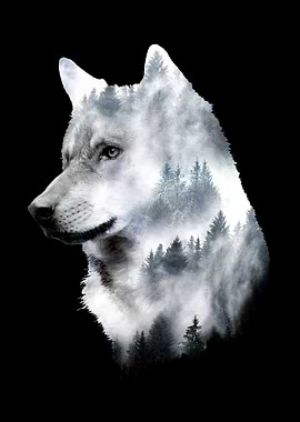 Double Exposure Wolf