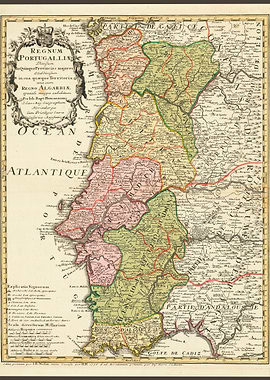 Old Map Portugal 1736