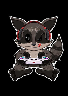 Racoon Video Gamer