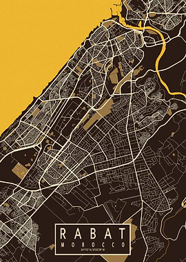 Rabat City Map Pastel