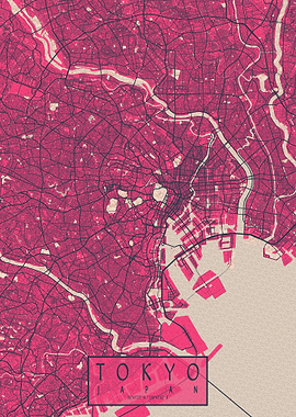 Tokyo City Map Blossom