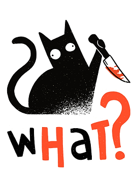 Funny Cat with a Knife