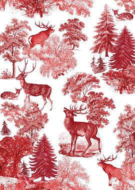 Red Toile Deer