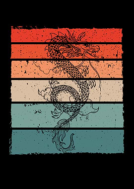 Dragon in colorful retro