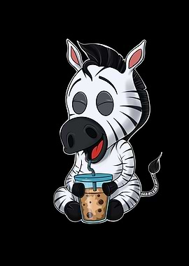 Bubble Tea Kawaii Zebra