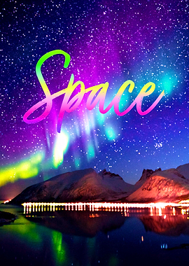 Space Aurora Snow Lake