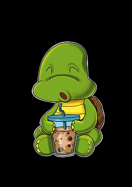 Bubble Tea Kawaii Turtle