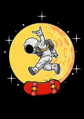 Astronaut skateboarding