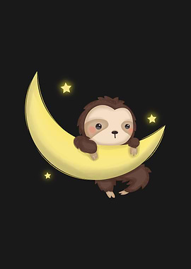 Baby Sloth And Moon