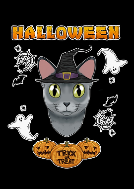 Russian Blue Cat Halloween