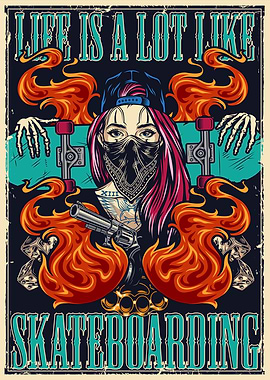Tattoo Girl Skateboarding