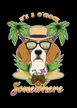 Beagle Drinking Beach