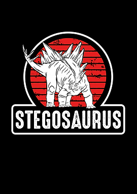 Stegosaurus on a red sun