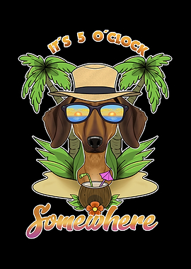 Dachshund Drinking Beach