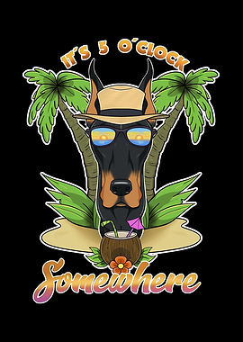 Doberman Drinking Beach