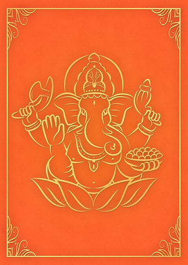 Ganesh Hindu Orange Yellow
