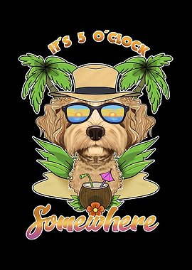 Labradoodle Drinking Beach