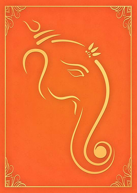 Lord Ganesh Hindu Orange