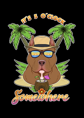 Pitbull Drinking Beach