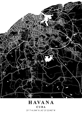 Havana City Map Cuba