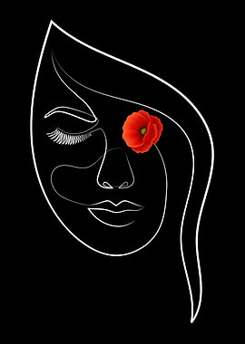 Minimal Face With Poppy