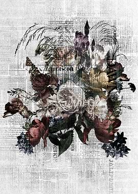 Bouquet on the newspaper