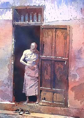 Buddhist monk Laos art