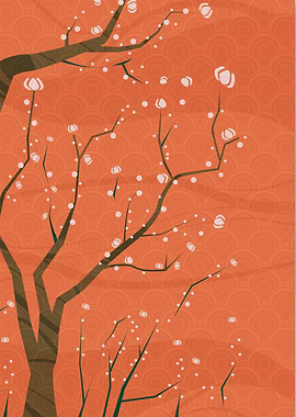 Tree orange background